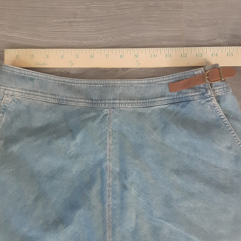 Ralph Lauren Jeans Co. Vintage 90s Sz 4 Denim Midi Skirt Leather Strap Closure - Picture 5 of 13